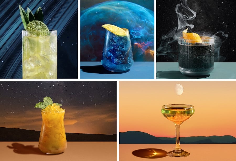 Collage of beverages at Space 220 Restaurant