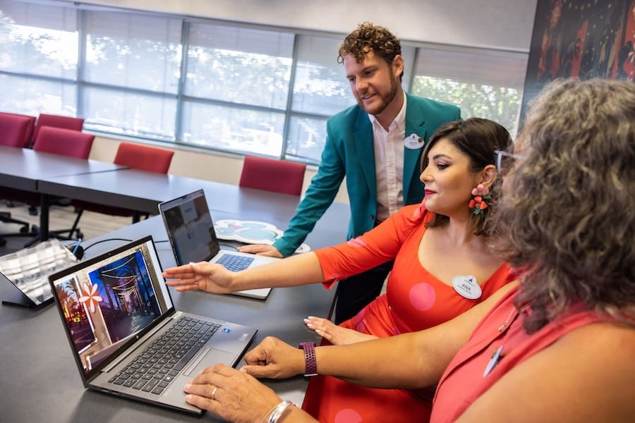 Nick Ana and Marilyn at a laptop