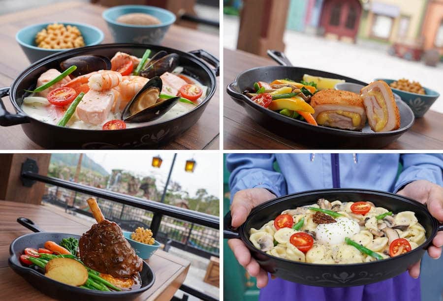 | The Main Street Mouse Bayside Seafood Medley Village Chicken Roll Stuffed with Ham Cheese Innkeepers Special Braised Lamb Shank and Forest Mushroom Pasta