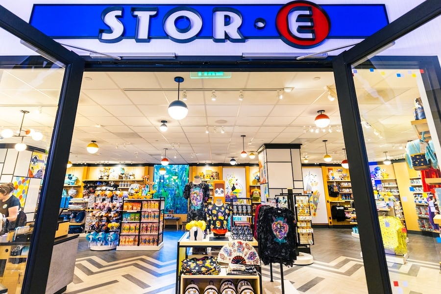 Pixar Place Hotel, new gift shop STOR-E — a playful take on the Pixar film name “WALL-E” 