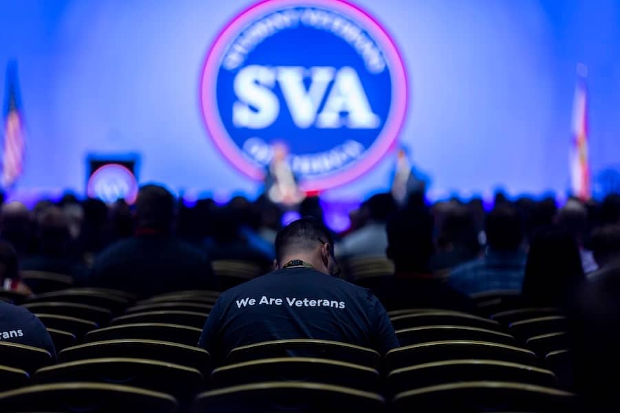 A photo of a group of student veterans attending the 2023 Student Veterans of America National Conference at Walt Disney World Resort in January 2023
