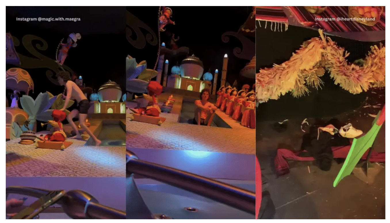 man seen in his boxers in the Its a Small World ride at Disneyland