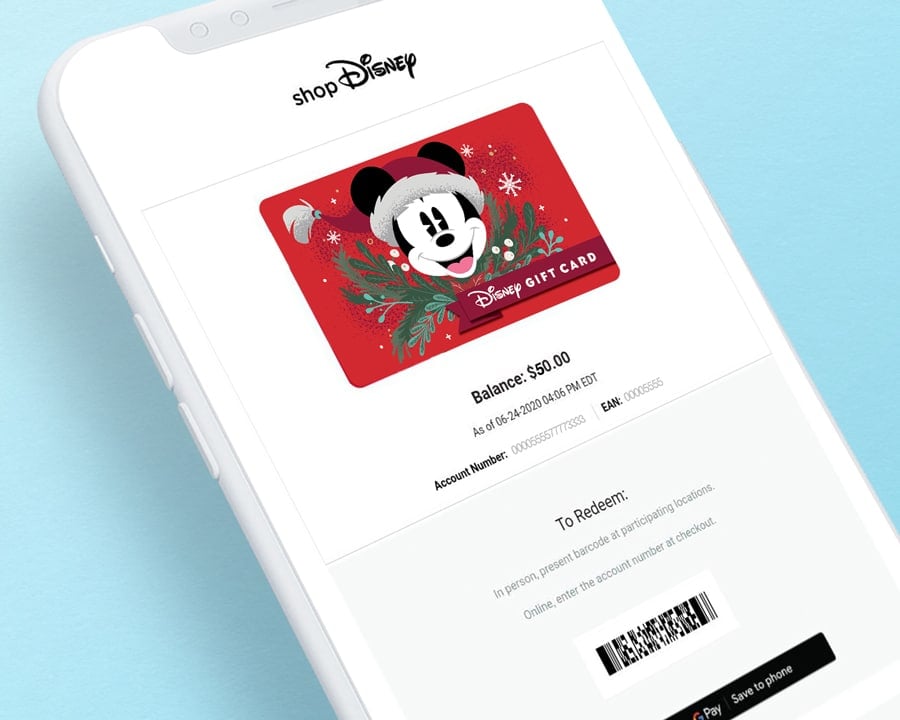Disney Gift Card 2023 Holiday Pins Featuring Mickey, Moana and Tiana Now Available - shopDisney mobile app featuring Disney Gift Card eGift.