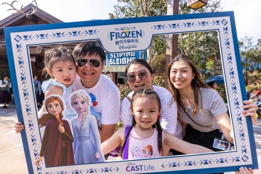 Family at World of Frozen at Hong Kong Disneyland 