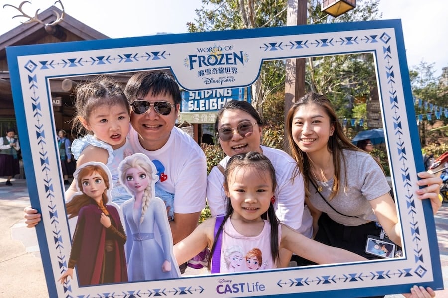 Family at World of Frozen at Hong Kong Disneyland