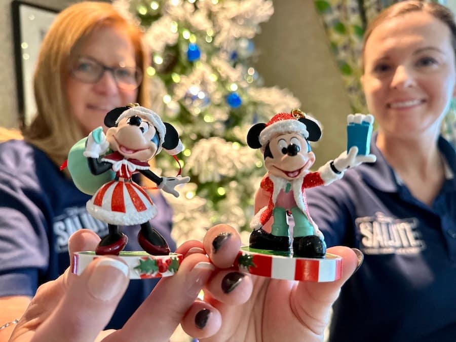 Minnie and Mickey holiday figurines