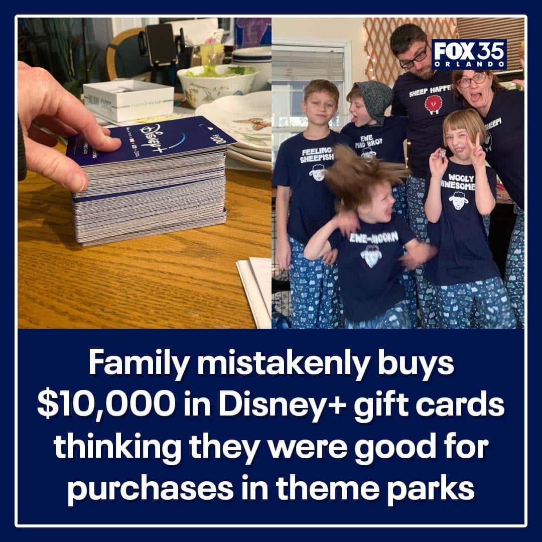 Family buys 10K in Disney+ gift cards, Not Parks