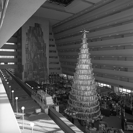 A Christmas Tree in Disneys Contemporary Resort in 1961