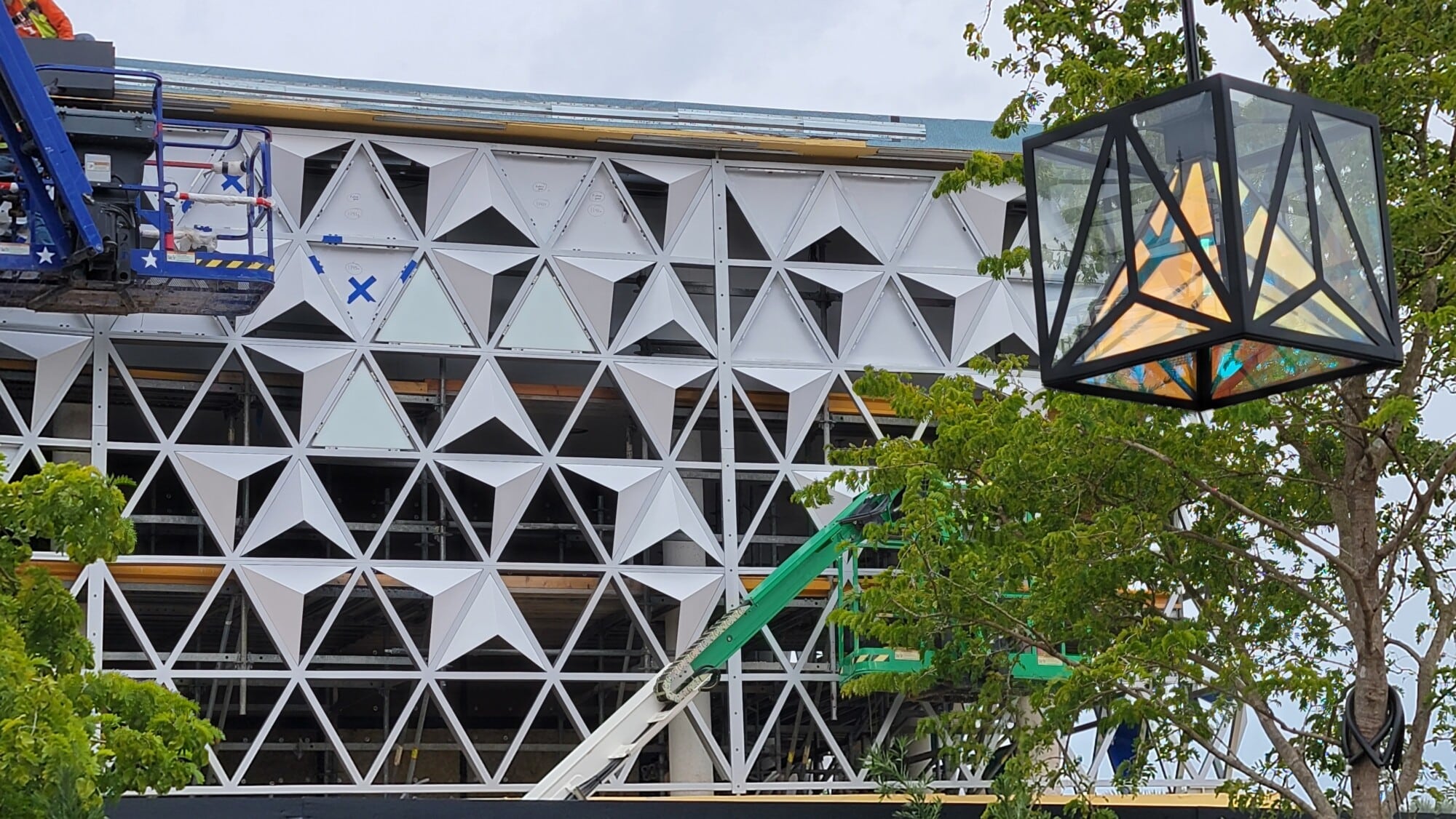 Origins of Epcot Shine Through at CommuniCore Hall and Plaza Construction