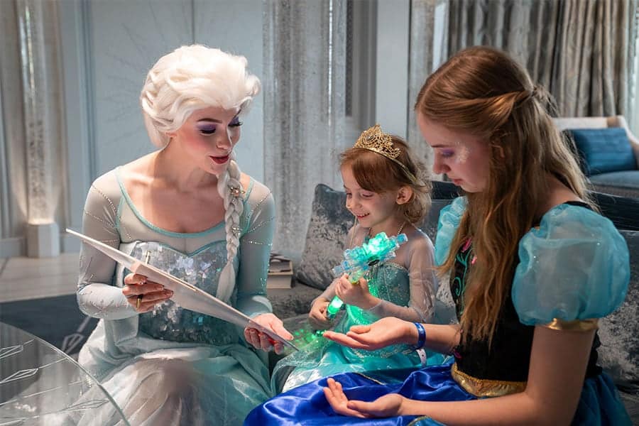 Make-A-Wish kid Marie with Elsa at the opening of Disneyland Hotel at Disneyland Paris