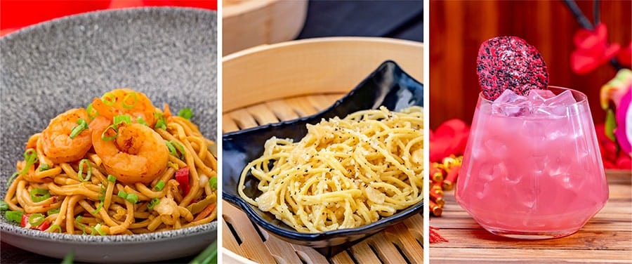 Shrimp Lo Mein Noodles Garlic Noodles and Dragon Cocktail from Longevity Noodle Co for Lunar New Year 2024