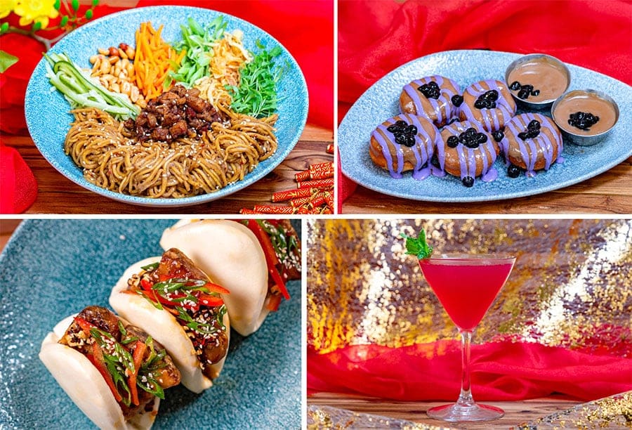 Spicy Dan Dan Noodles Milk Tea and Taro Donuts Kung Pao Bao and Lunar New Year Cocktail from Lamplight Lounge for Lunar New Year 2024