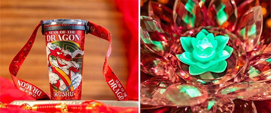 Lunar New Year Stainless Steel Tumbler and Lotus Flower Glow Cube from across Disneyland Resort for Lunar New Year 2024