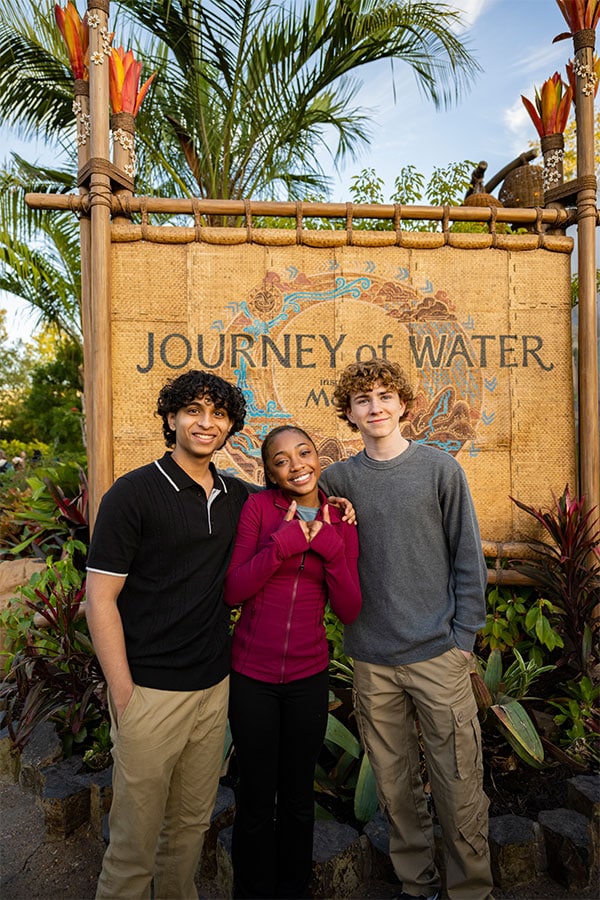 The cast of Percy Jackson and the Olympians experience Journey of Water, Inspired by Moana at EPCOT