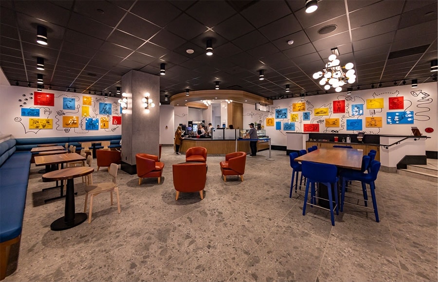The Sketch Pad Café at Pixar Place Hotel at Disneyland Hotel The modern American eatery Great Maple operates a grab and go coffee spot called The Sketch Pad Café in addition to the flagship restaurant on the first floor of Pixar Place Hotel at Disneyland Resort in Anaheim Calif This spot is located near the lobby and serves assorted pastries and gran n go snacks accompanied by a selection of coffee and tea while displaying a timeline of Pixar films conveyed through character design and early concept art Christian ThompsonDisneyland Resort