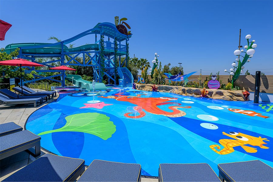 Pixar Place Hotel at Disneyland Resort Splash Pad at Nemos Cove At Pixar Place Hotel at Disneyland Resort in Anaheim Calif hotel guests can enjoy a colorful water play area where families can frolic in a Finding Nemo inspired pop jet splash pad Richard HarbaughDisneyland Resort