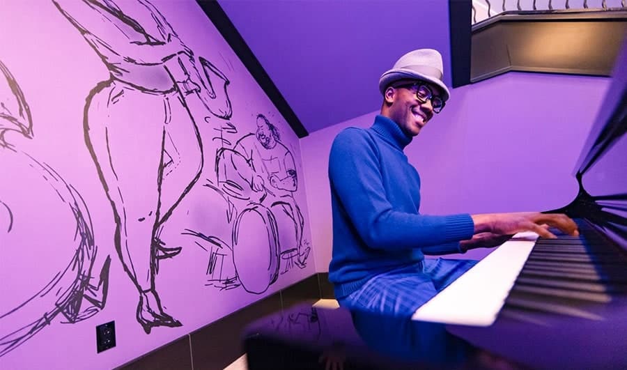 Joe Gardner from Soul at the newly opened Pixar Place Hotel at Disneyland Resort