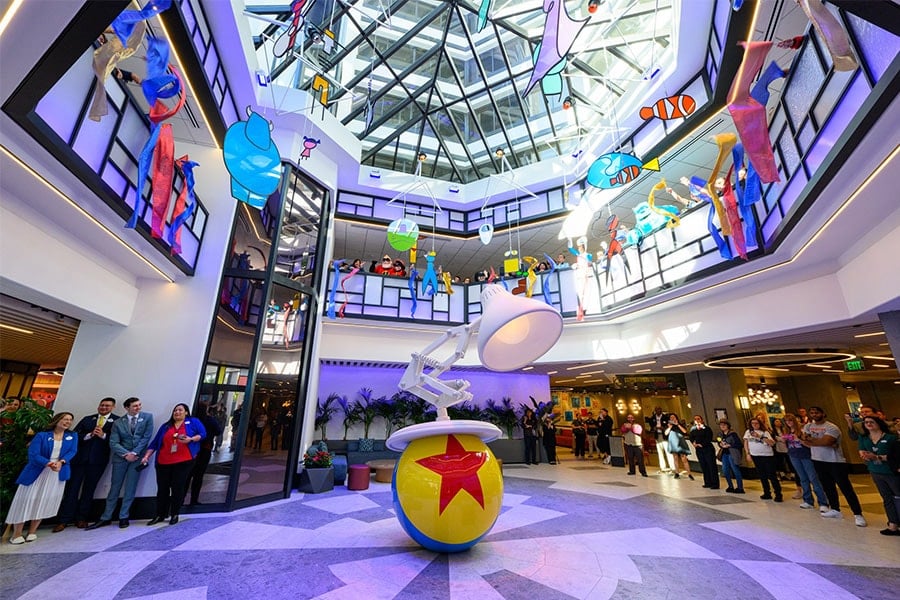 The iconic Pixar Ball and Lamp at the newly opened Pixar Place Hotel at Disneyland Resort