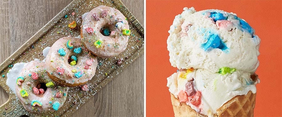 Image of Cereal Milk Doughnut and Pots of Gold Rainbows ice cream