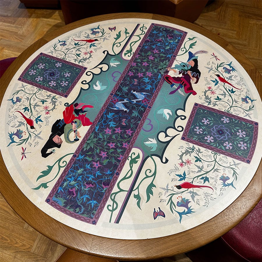 Table with artwork on it in the Royal Kids Club in the Disneyland Hotel at Disneyland Paris