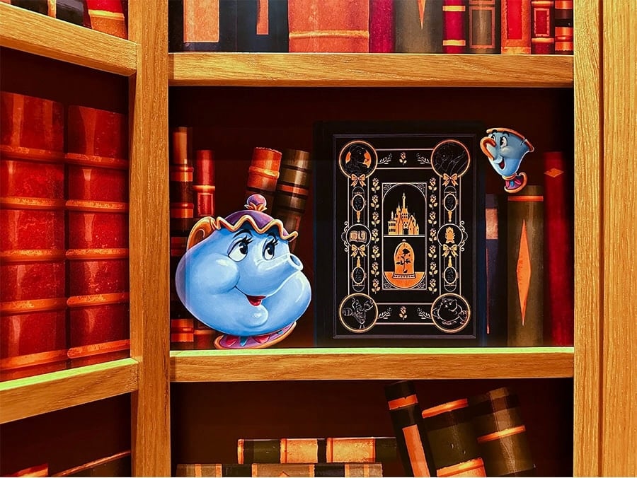 Disney characters in the book shelves in the Royal Kids Club in the Disneyland Hotel at Disneyland Paris