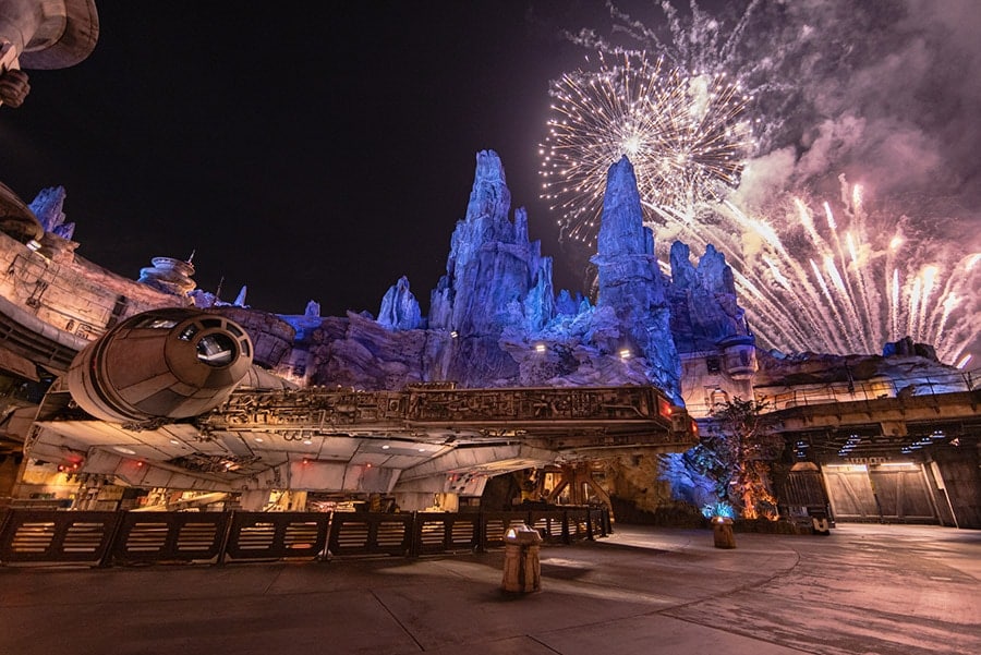 Fireworks at Star WarsL Galaxy's Edge at Disneyland Resort