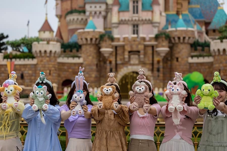 Duffy and Friends fans with outfits and merchandise to match at Hong Kong Disneyland