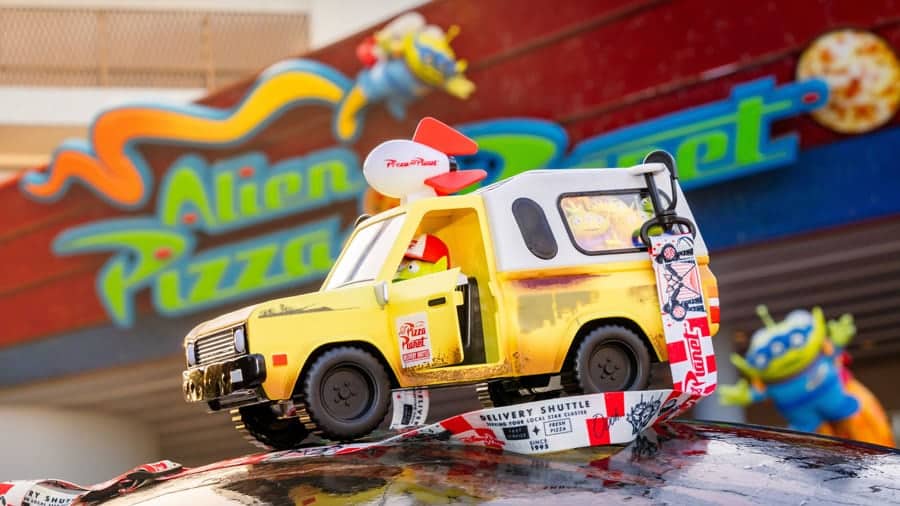 New Pixar themed novelties the Pizza Planet truck as a popcorn bucket at Pixar Fest at Disneyland Resort in Anaheim Calif from April 26 Aug 4 2024