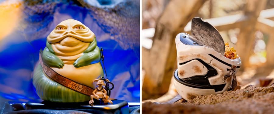 Season of the Force food items Collage of Jabba the Hutt Bucket and Salvaged Stormtrooper Helmet Bucket