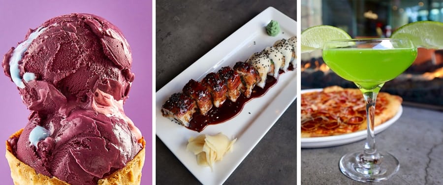 Season of the Force food items Collage of Maraschino Cherry with Tie Dye Marshmallow Fluff Cosmic Roll Order 2018 Gin