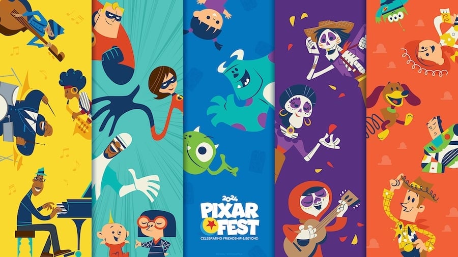 Pixar Fest Characters Wallpaper 2024 