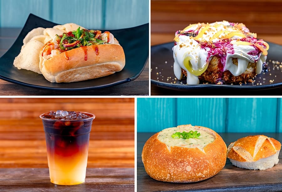 California Roll Sandwich Yuzu Bread Pudding Yuzu Lemonade Coffee and San Fransokyo Clam Chowder