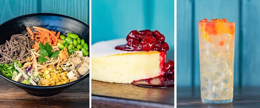 Soba Noodle Salad Japanese style Fluffy Cheesecake and Honey Lemon ade