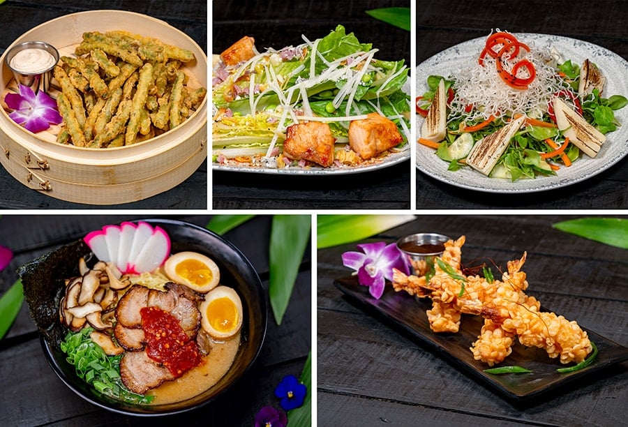 Tempura Battered Green Beans Island Salad Swaying Palms Salad Tonkotsu Ramen Shrimp Tempura