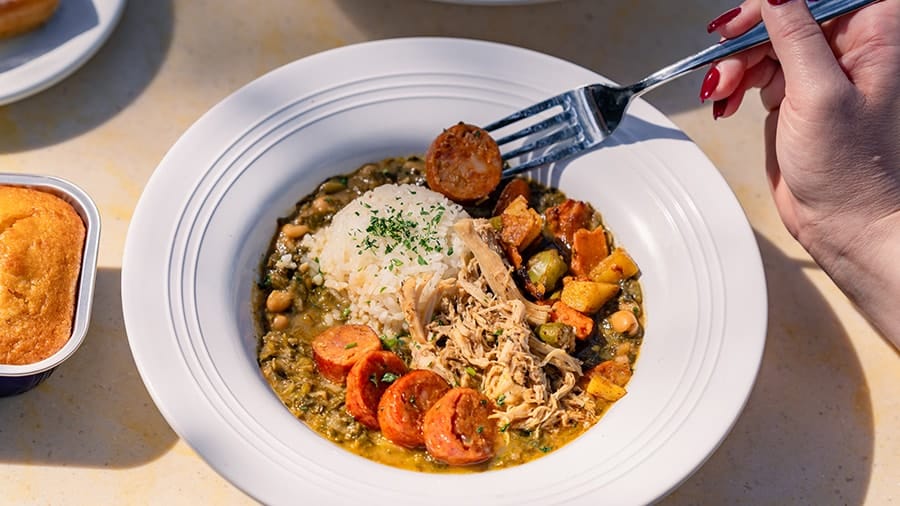 7 Green Gumbo with Chicken and Andouille Sausage, Tiana Palace, Disneyland Park