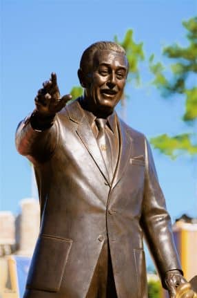 Zoomed in photo of Walt as part of the Partners Statue