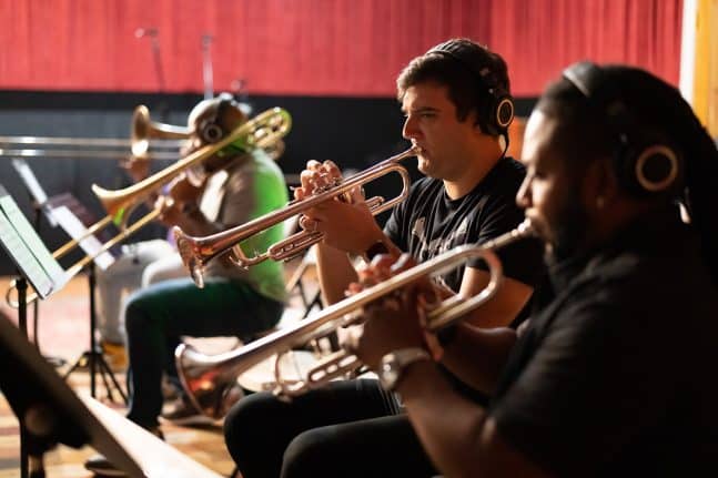 Recording session for the Tianas Bayou Adventure soundtrack