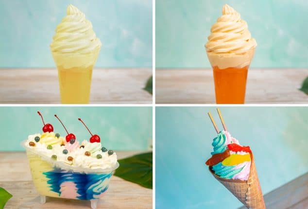 Dole Whip Floats DOLE Whip Bathtub Sundae DOLE Whip Strawberry and Green Matcha Soft serve Swirl Cone