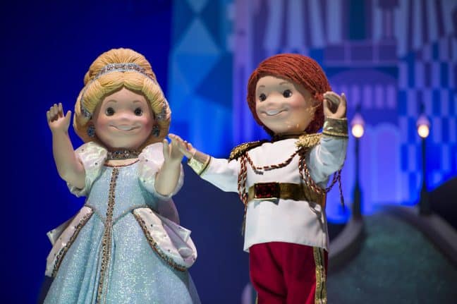 | The Main Street Mouse Cinderella and Prince Charming As Dolls in it's a small world"