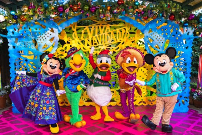 | The Main Street Mouse Mickey Mouse Minnie Mouse and the Three Caballeros in Their Outfits for Disney viva Navidad