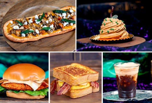 | The Main Street Mouse Autumnal Harvest Flatbread Enchanted Pumpkin Stuff Spicy Chicken Cordon Boo Maple French Toast Sandwich Pumpkin Cheesecake Taverne Cold Brew