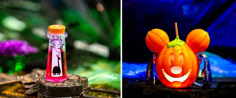 | The Main Street Mouse Kuzco's Poison Bottle Glow Cube; Halloween Mickey Pumpkin Bucket