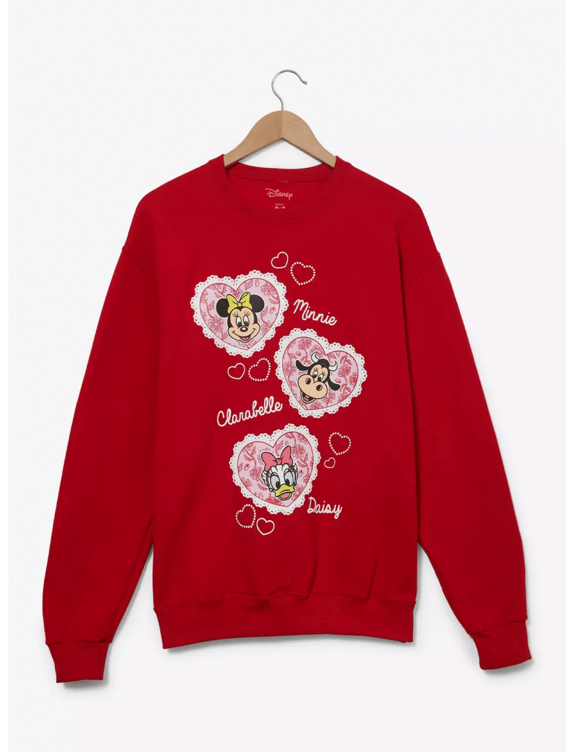 Boxlunch Disney Minnie Mouse Friends Hearts Womens Crewneck