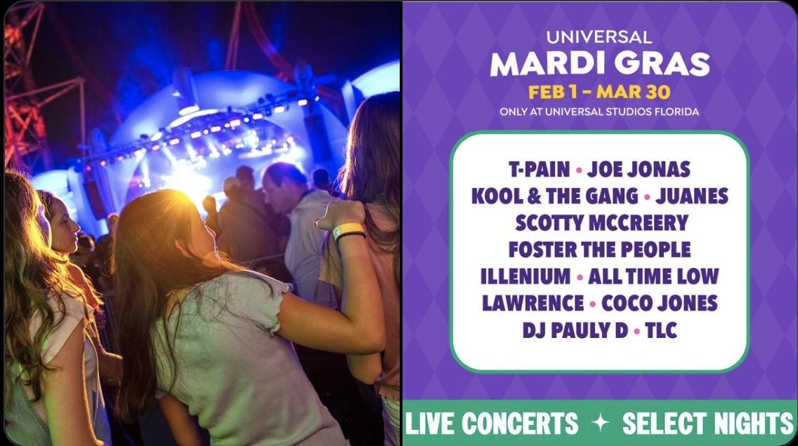 Universal Orlando Mardi Gras Concerts for 2025