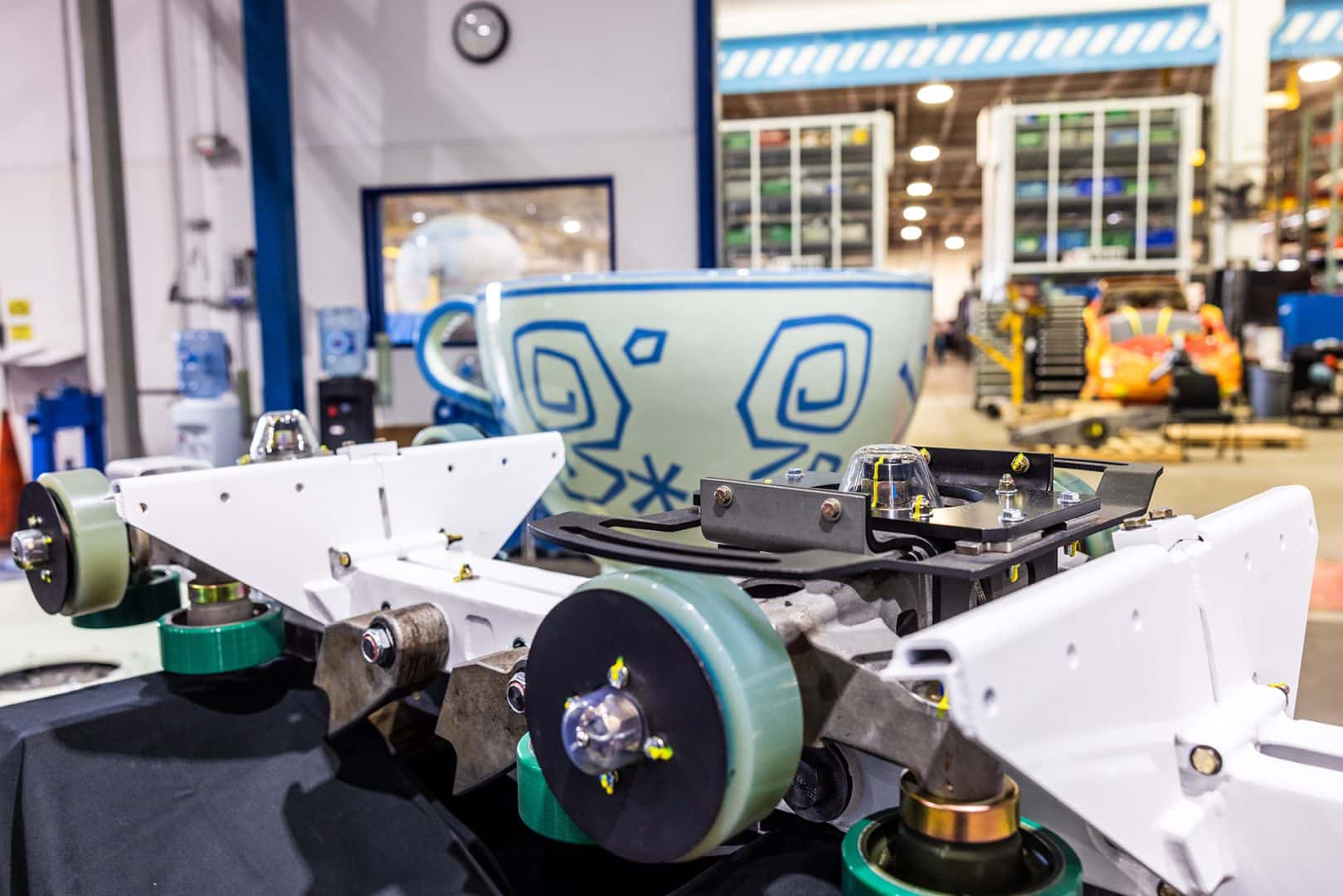 | The Main Street Mouse Mechanics and teacup ride vehicle inside Central Shops at Disney World