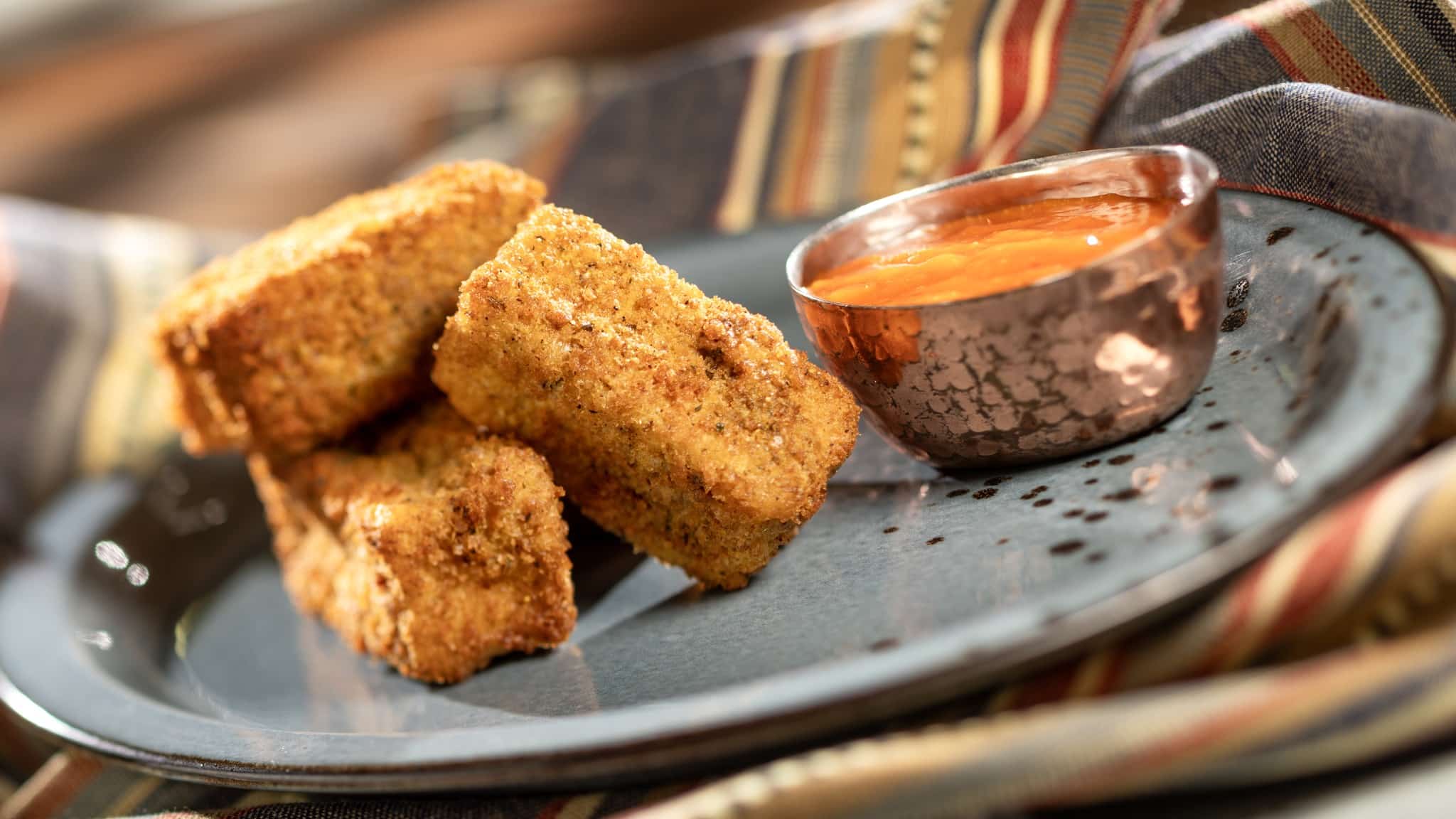 Curry spiced Fried Cheese with mango curry ketchup