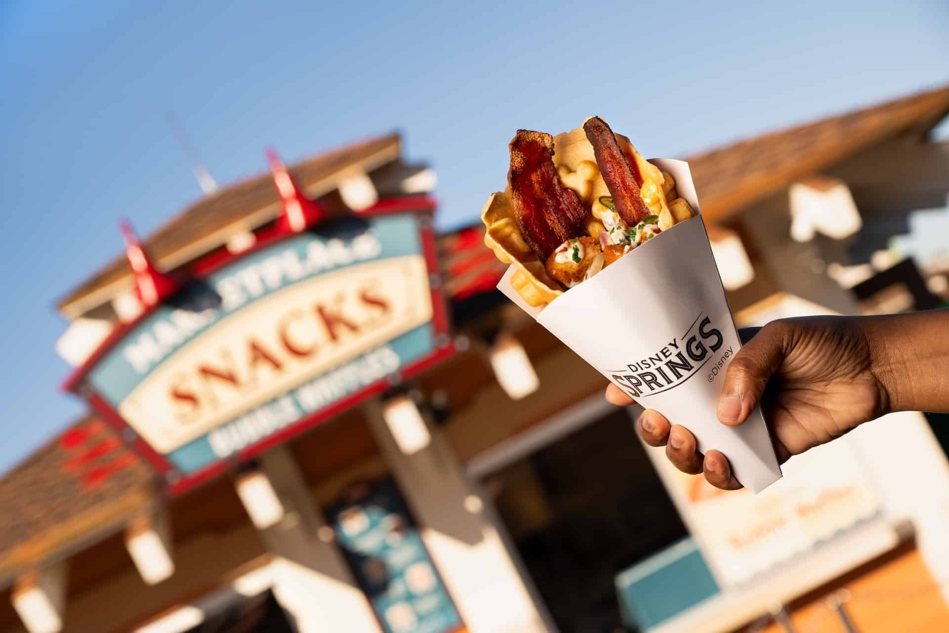 2026 wdw marketplace snacks savory waffles chicken