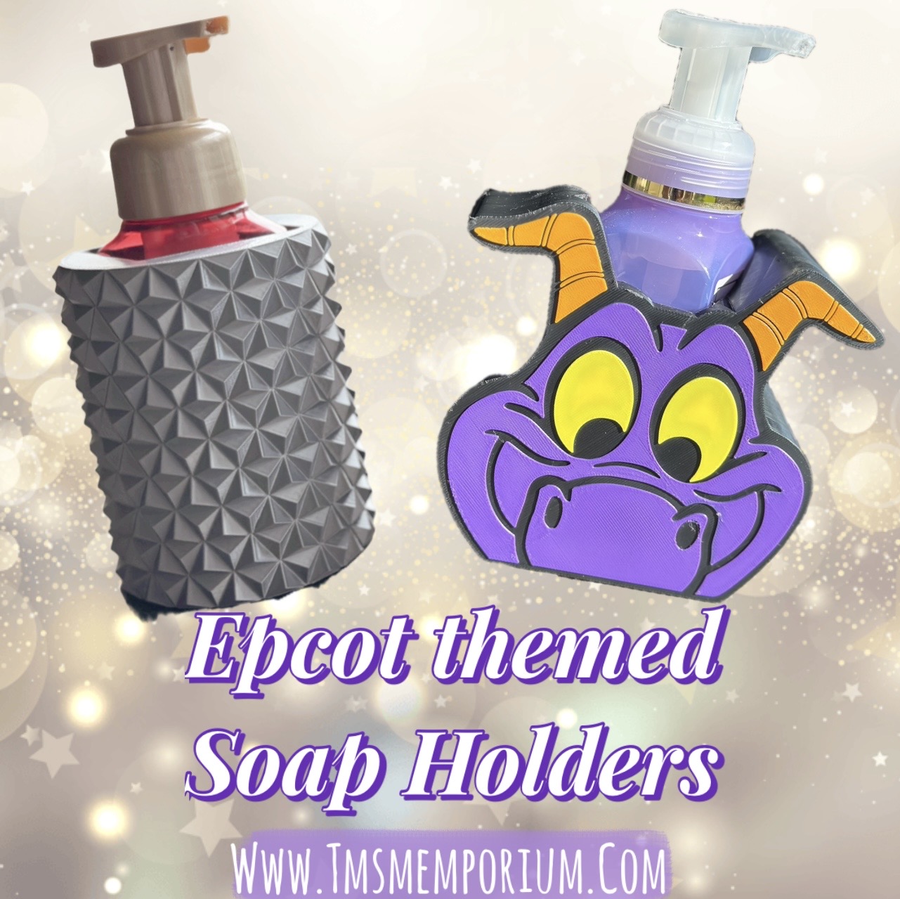Disney themed hand soap holders Epcot figment 