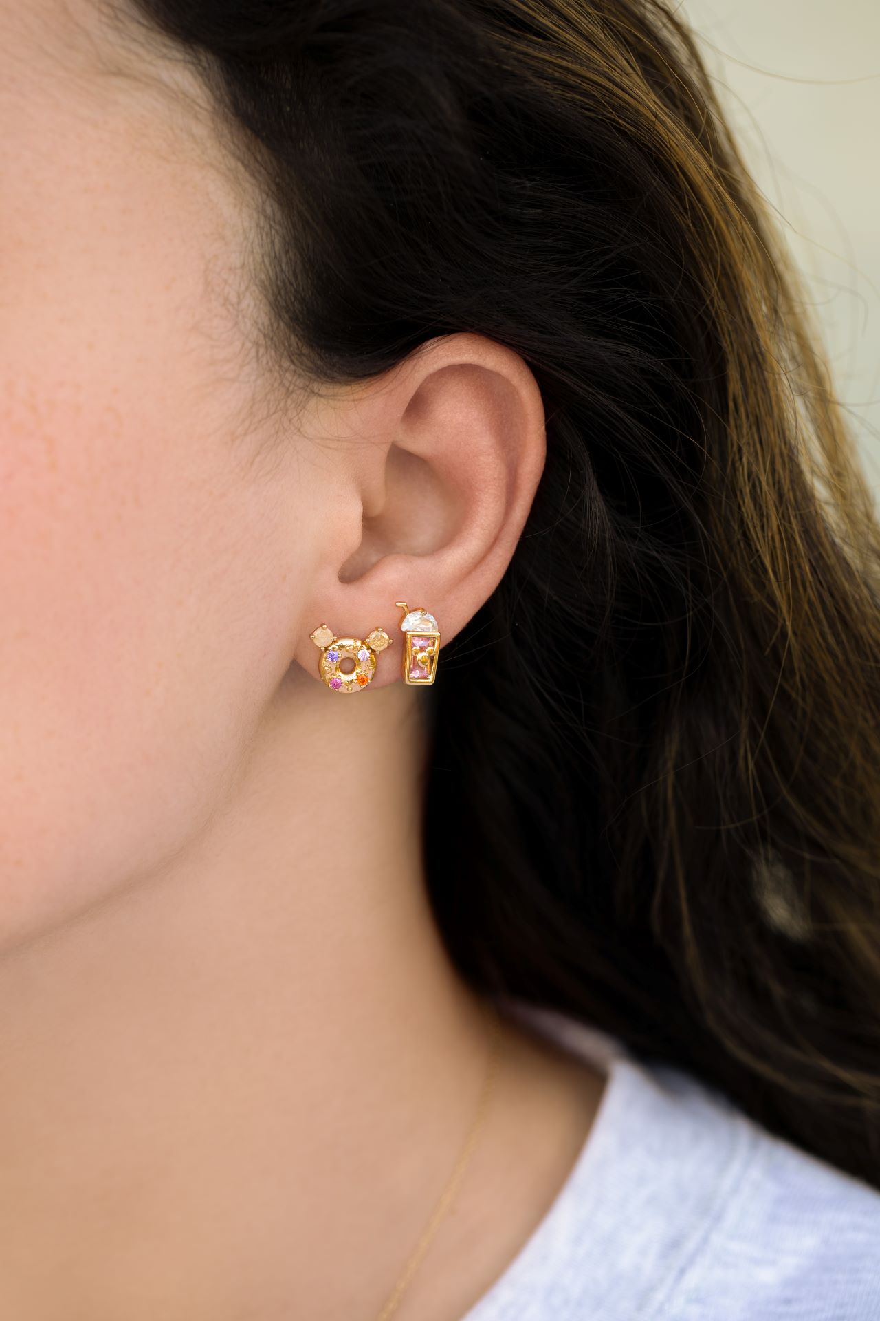 DoughnutandDrinkCupEarringSet | The Main Street Mouse Doughnut and drink cup earring set