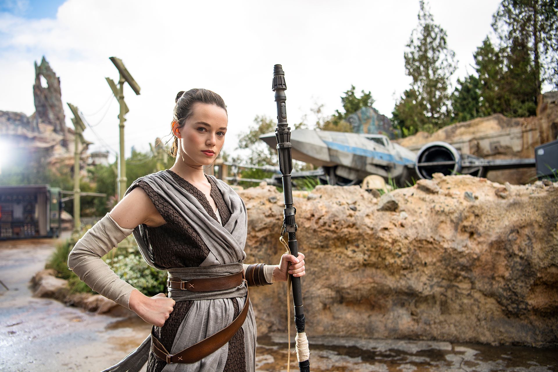 Rey in star wars galaxys edge at disneyland park